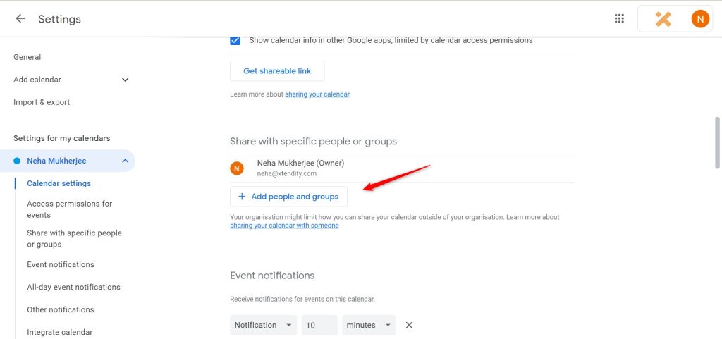 add people and groups google calendar