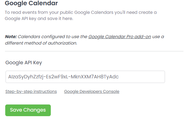 google api key