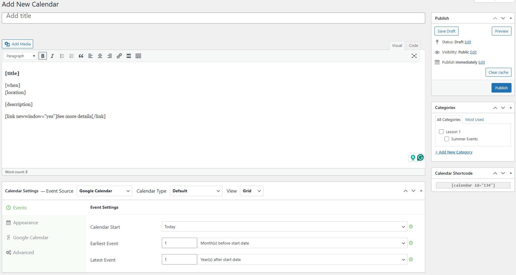 simple calendar plugin add google calendar