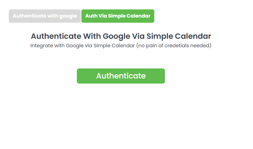 authenticate via simple calendar