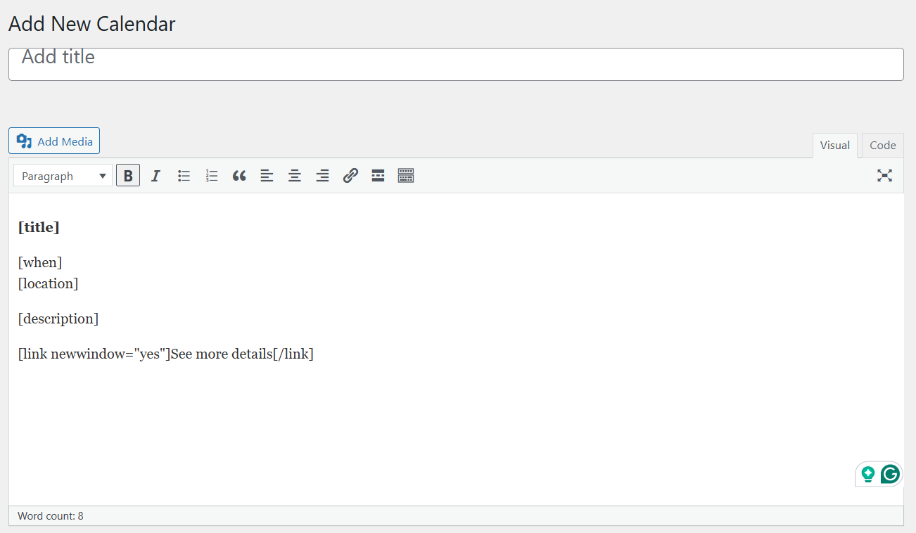 add title for your teacher calendar booking 