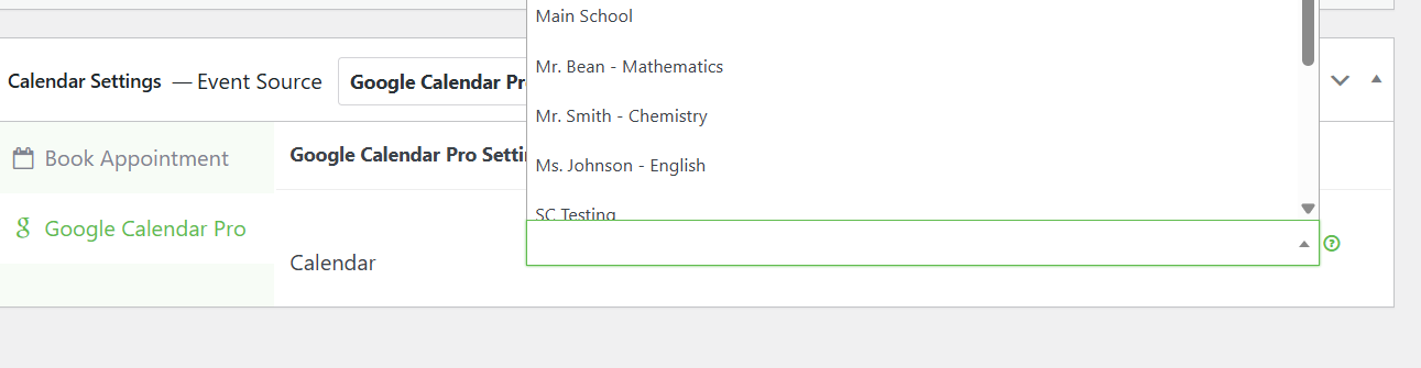 book appointment addon for multiple teacher bookings