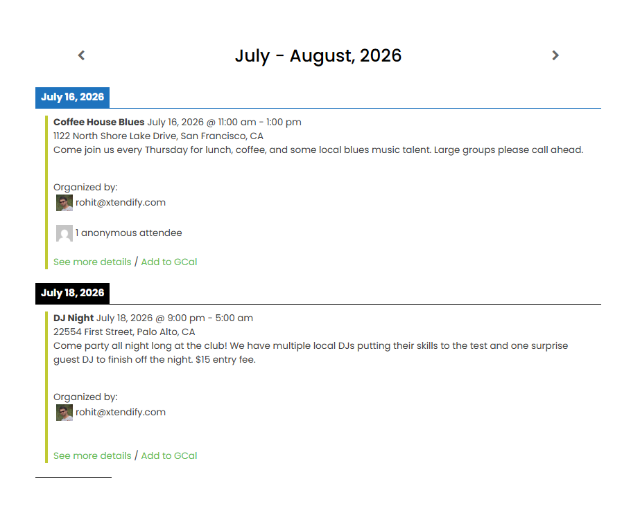 list view new simple calendar demos