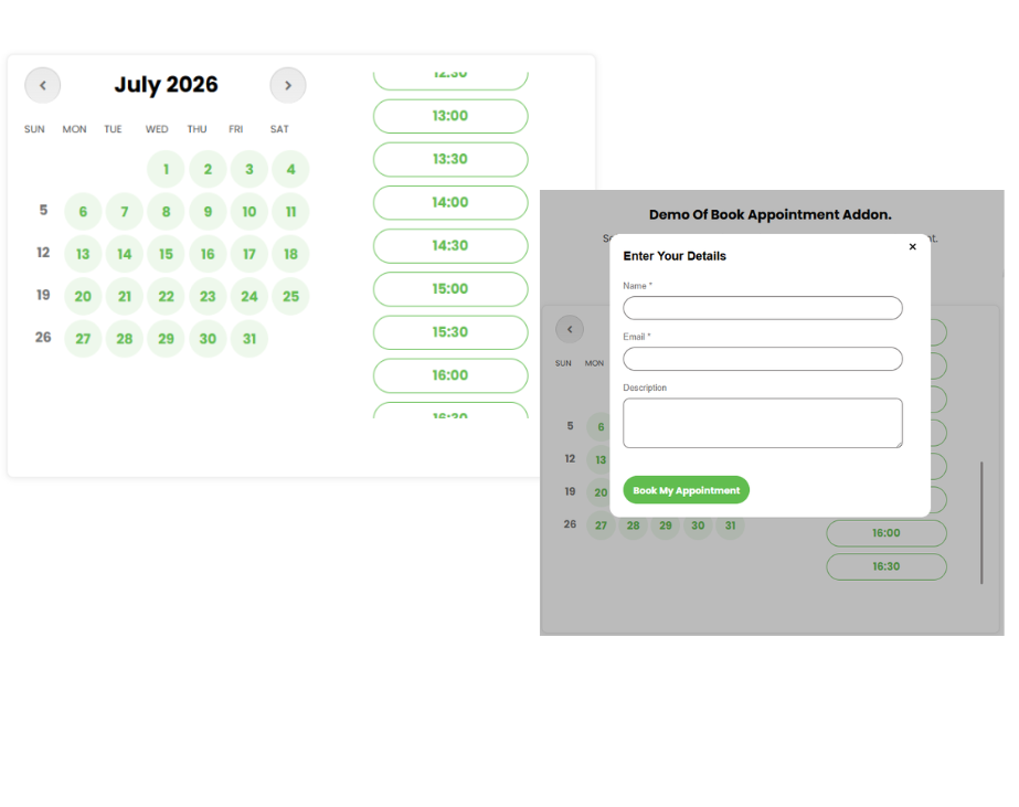 new book appointment demos simple calendar plugin