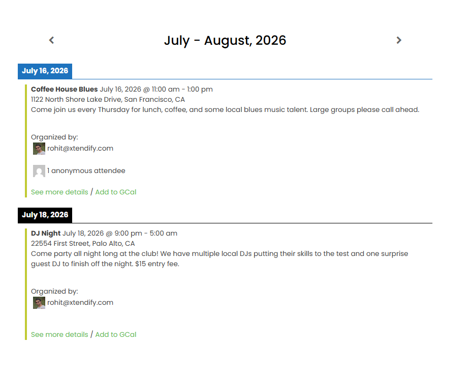 new list view with google calendar pro demos